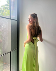Simple Spaghetti Strap Leg Split Long Prom Dress