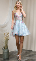 Floral-Print A-Line Short Homecoming Dress 5038S