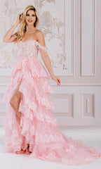 Off-the-Shoulder Layered Long Ball Gown TM1012