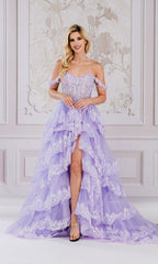 Off-the-Shoulder Layered Long Ball Gown TM1012