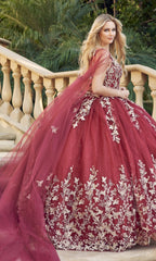 Juliet 1442 Quinceañera Dress with Sheer Cape