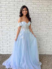 Green off shoulder lace long prom dress, green evening dress