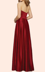 Strapless Satin Long Bridesmaid Dress Simple Prom Formal Gown