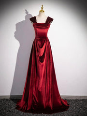 Burgundy Velvet Long Prom Dress, Elegant A-Line Off the Shoulder Party Dress