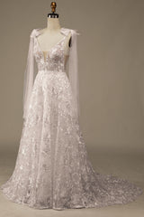 Ball-Gown/Princess Illusion Court Train Lace Wedding Dress with Bowknot Sexy