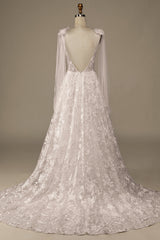 Ball-Gown/Princess Illusion Court Train Lace Wedding Dress with Bowknot Sexy