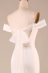 Ivory Mermaid Off The Shoulder Sweep Train Wedding Dress With Sleeveless Long