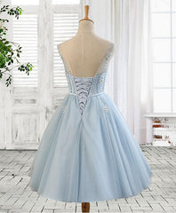 Light Blue Round Neckline Short Party Dress , Homecoming Dresses