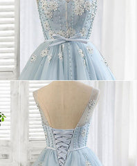 Light Blue Round Neckline Short Party Dress , Homecoming Dresses