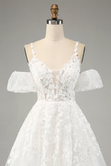 Ivory Ball-Gown Off The Shoulder Beaded Wedding Dress With Appliques Sexy