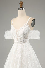Ivory Ball-Gown Off The Shoulder Beaded Wedding Dress With Appliques Sexy