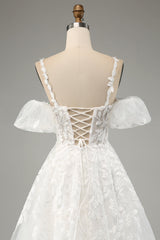 Ivory Ball-Gown Off The Shoulder Beaded Wedding Dress With Appliques Sexy