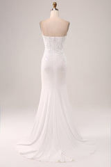Stylish Ivory Mermaid Sweetheart Corset Wedding Dress with Lace Appliques Off Shoulder