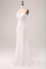 Stylish Ivory Mermaid Sweetheart Corset Wedding Dress with Lace Appliques Off Shoulder