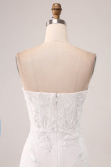 Stylish Ivory Mermaid Sweetheart Corset Wedding Dress with Lace Appliques Off Shoulder