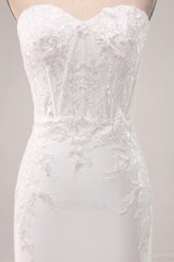 Stylish Ivory Mermaid Sweetheart Corset Wedding Dress with Lace Appliques Off Shoulder