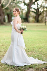 Satin Strapless Trumpet Long Wedding Dress