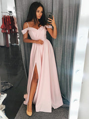 Split Cold Shoulder Red Elastic Satin Prom Dress
