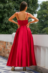 Burgundy Satin Prom Dress