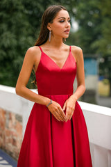 Burgundy Satin Prom Dress