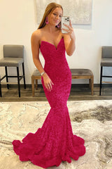 Wholesale Mermaid Elegant Strapless Long Dress With Sequins prom dresses shops