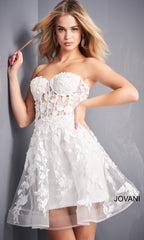 Jovani Short Strapless Designer Party Dress 04109
