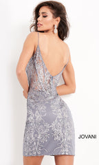 Jovani Sheer-Bodice Short Sexy Party Dress 04699