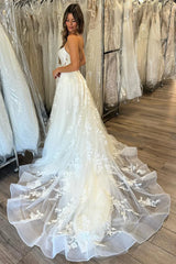 Tulle Appliques Sweetheart Long Bridal Gown