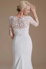White Long Sleeves Mermaid Wedding Dress