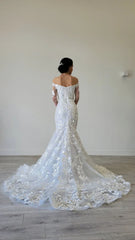 Mermaid Long Sleeve Off the Shoulder Lace Wedding Dress