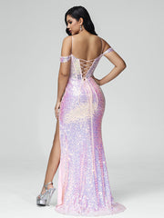 Mermaid Spaghetti Straps Prom Dresses With Split