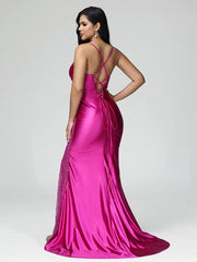 Spaghetti Straps Sweetheart Satin Prom Dresses