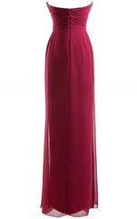 Klassieke Bourgondische Sweetheart Empire geplooide vloerlengte Chiffon bruidsmeisje jurken