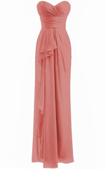 Klassieke Bourgondische Sweetheart Empire geplooide vloerlengte Chiffon bruidsmeisje jurken