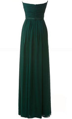 Prachtige jager groene chiffon ruche sweetheart vloer lengte imperium bruidsmeisje jurken