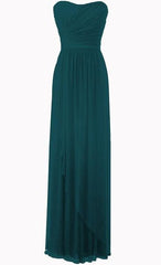 Prachtige jager groene chiffon ruche sweetheart vloer lengte imperium bruidsmeisje jurken