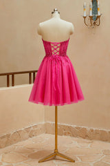 A-line sheer V-neck beaded strapless short mini back to school dress