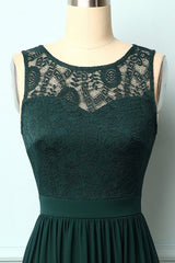 Dark Green Lace Long Dress