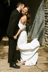 Mermaid White Off-the-Shoulder Chiffon Long Wedding Dress