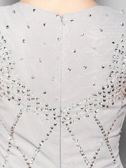 A-Line Mother of the Bride Dress Vintage Inspired Square Neck Floor Length Chiffon Sleeveless with Beading Draping