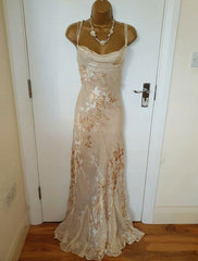 Vintage Champagne Floral Prom Dress Mermaid Birthday Outfits P386