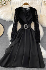 Black Lace Long Sleeve Dress