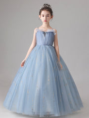 Blue Tulle Flower Girl Dress