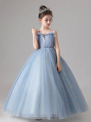 Blue Tulle Flower Girl Dress