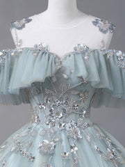 Beautiful Tulle Sequins Long Formal Dresses, A-Line Evening Dresses