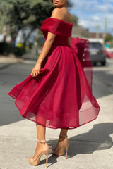 Cute Tulle Short A-Line Prom Dress, Off the Shoulder Evening Party Dress