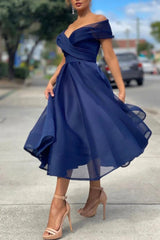 Cute Tulle Short A-Line Prom Dress, Off the Shoulder Evening Party Dress