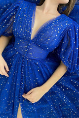 Cute V-Neck Tulle Short Prom Dresses, A-Line Graduation Homecoming Dresses