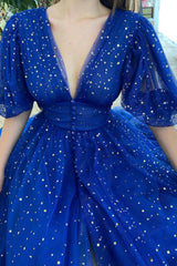 Cute V-Neck Tulle Short Prom Dresses, A-Line Graduation Homecoming Dresses