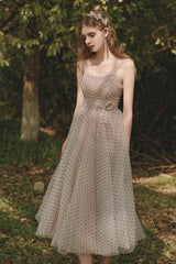 Cute Tulle Short A-Line Prom Dress, Champagne Homecoming Party Dress